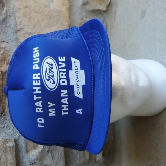 I'D RATHER PUSH MY FORD THAN DRIVE A CHEVROLET HAT CAP MESH TRUCKER NWOT - Picture 1 of 7